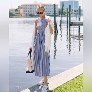 Hill House Cosima Nap Dress Blue Stripe XS NWOT